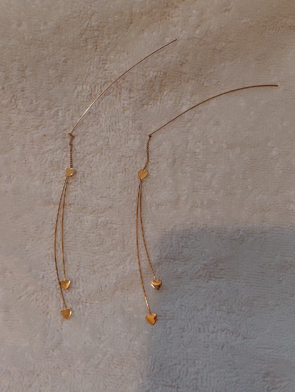 Delicate Gold Heart Threader Earrings - Women Jewelry